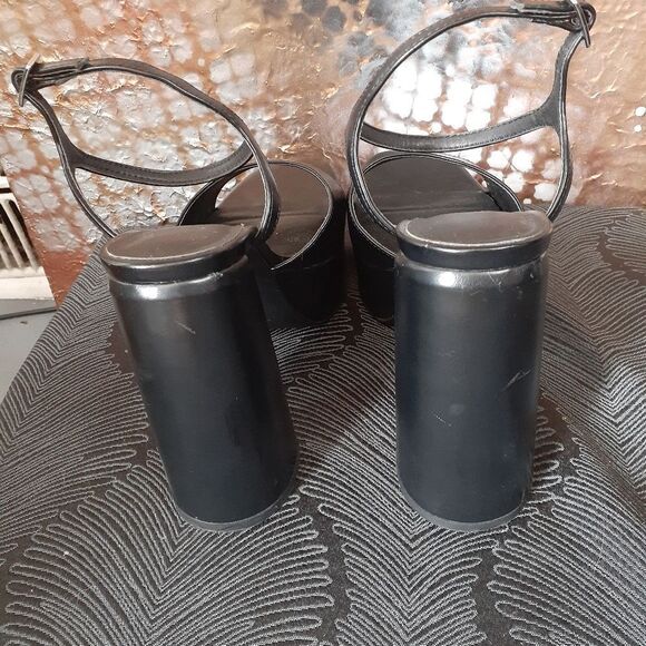 Zara Black Faux Leather Platform Heel Sandals - Picture 5 of 14